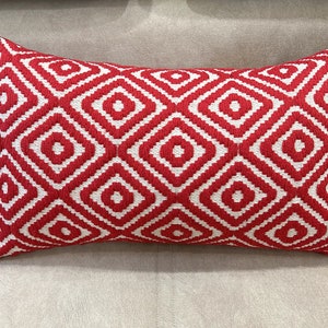 Lumbar pillow for bed, extra long lumbar throw pillow, rectangle cushion cover, boho lumbar pillow, geometric pattern cotton pillow case