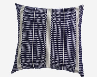 Fodera per cuscino a righe blu navy: cuscino decorativo in cotone jacquard