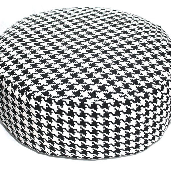 Pouf cover only, ottoman cover, ottoman slipcover, meditation pillow, floor cushion seating, houndstooth round pouf