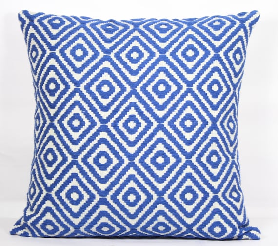 Boho Throw Pillow Covers 20x20 Blue And White Decorative Pillow