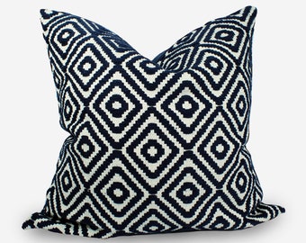 Capa de almofada azul marinho, capas de almofadas grandes, capas de almofadas euro, almofadas de luxo, fronha de almofada euro, capas de almofadas azuis boho 20x20