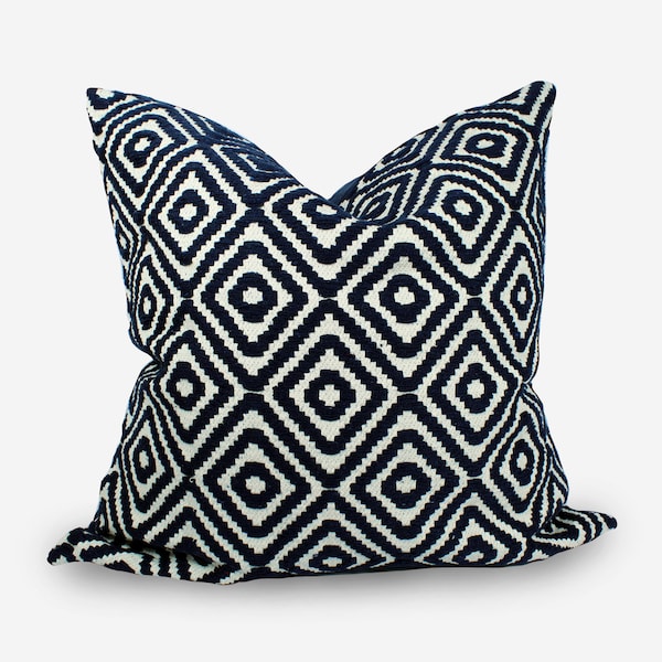 Navy blue cushion cover, large pillow covers, euro pillow covers, luxury throw pillows, euro bed pillow sham, boho blue pillow covers 20x20