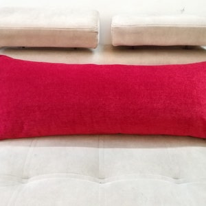 14 x 36 pillow cover, extra long lumbar pillow, lumbar cushion, red lumbar throw pillow, chenille lumbar pillow, long lumbar pillow for bed