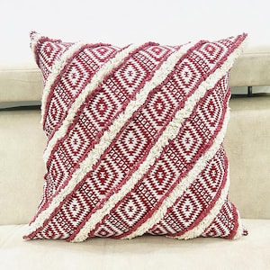 Tufted Loop Pillow Cover: Boho Punch Needle Cushion
