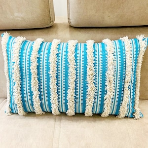 Tufted Lumbar Pillow Cover: Boho Jacquard Cotton Cushion