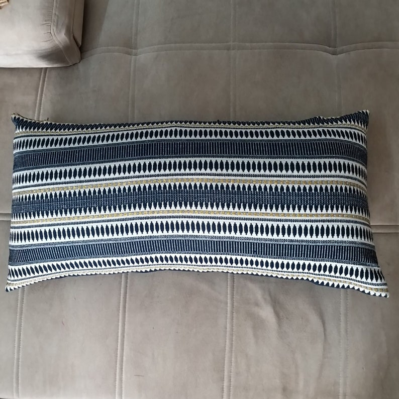 Extra Long Lumbar Pillow 14 X 36 Pillow Cover Blue Lumbar Etsy