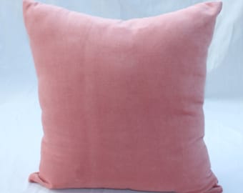 Blush Pink Velvet Pillow Cover: Euro Sham, Sofa Cushion