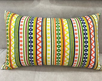 Striped Lumbar Pillow Cover: Colorful Cotton Throw Pillow