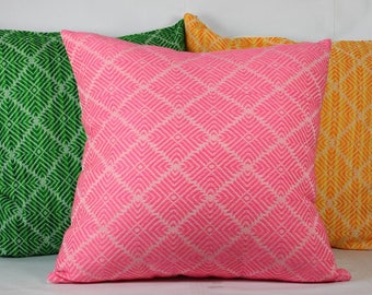 Pillow covers 20x20, euro shams covers 26x26 green, pink orange throw pillows, cushion covers, chartreuse pillow cases 24x24