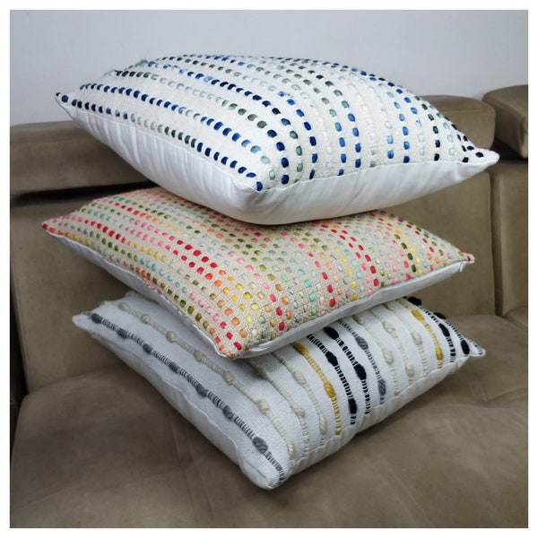 Decorative striped throw pillow case, boho cushion cover, ethnic pillow cover, bohemian pillowcase, unique pillows, euro sham