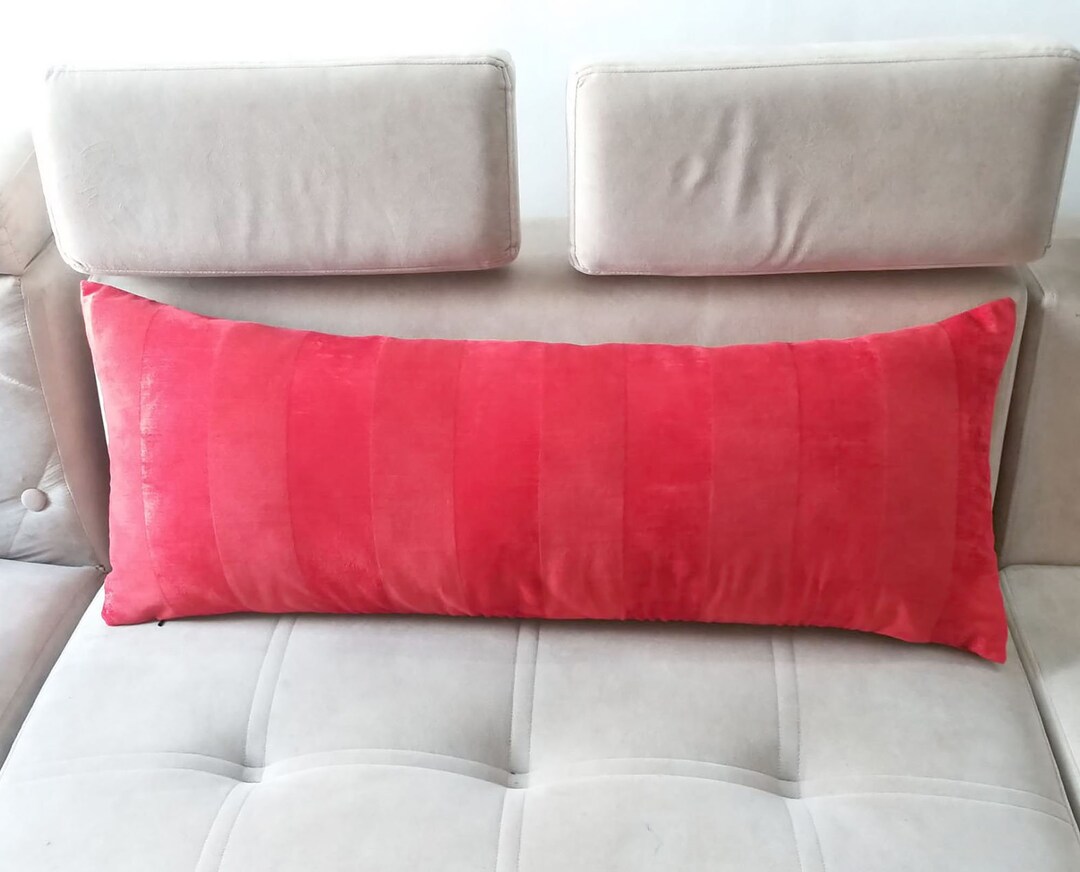 Velvet Lumbar Pillow Extra Long Lumbar Pillow for Bed Red Etsy