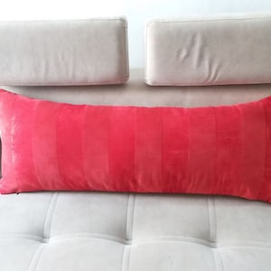 Velvet lumbar pillow, extra long lumbar pillow for bed, red lumbar throw pillow, lumbar pillow cover 14x36, houndstooth rectangle cushion