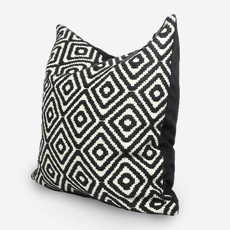 Black and White Geometric Pillow 26x26 Pillow Cover Euro Etsy