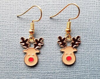 Reindeer with hat earrings