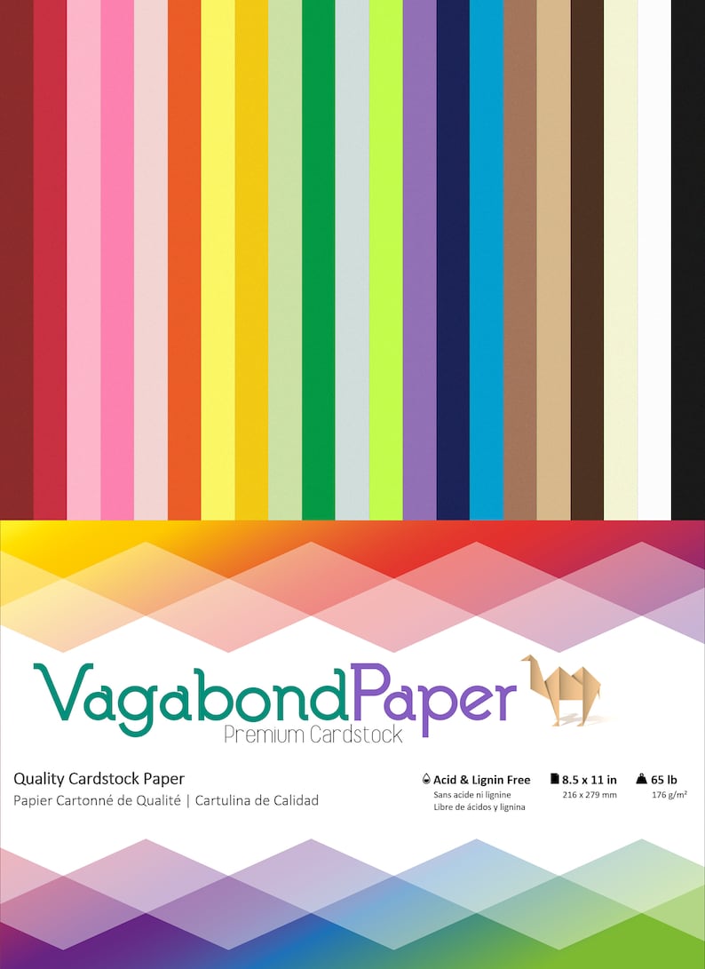 Cardstock 100+ sheets 21 Colors Rainbow - 8.5 x 11 inch sheets - 65 lb cover weight - Assorted Premium Crafting Cardstock Paper Megapack image 1