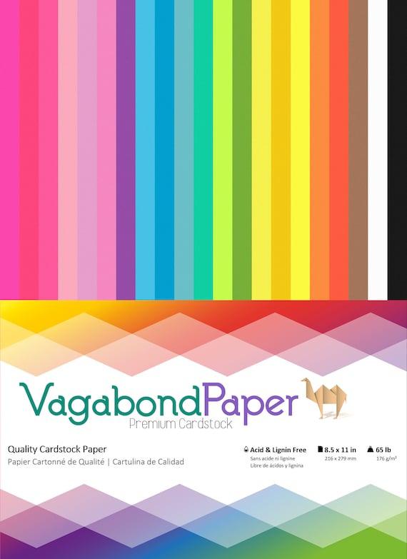 Cardstock 100 Sheets 21 Colors Bright Rainbow 8.5 X 11 Inch Sheets 65 Lb  Cover Weight Assorted Premium Crafting Cardstock Paper Pack 