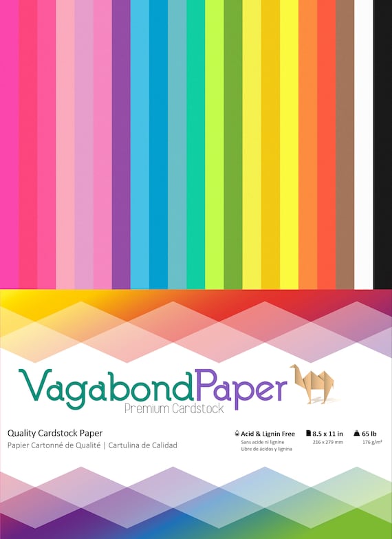 Cardstock 100+ sheets 21 Colors Bright Rainbow - 8.5 x 11 inch sheets - 65 lb cover weight - Assorted Premium Crafting Cardstock Paper Pack
