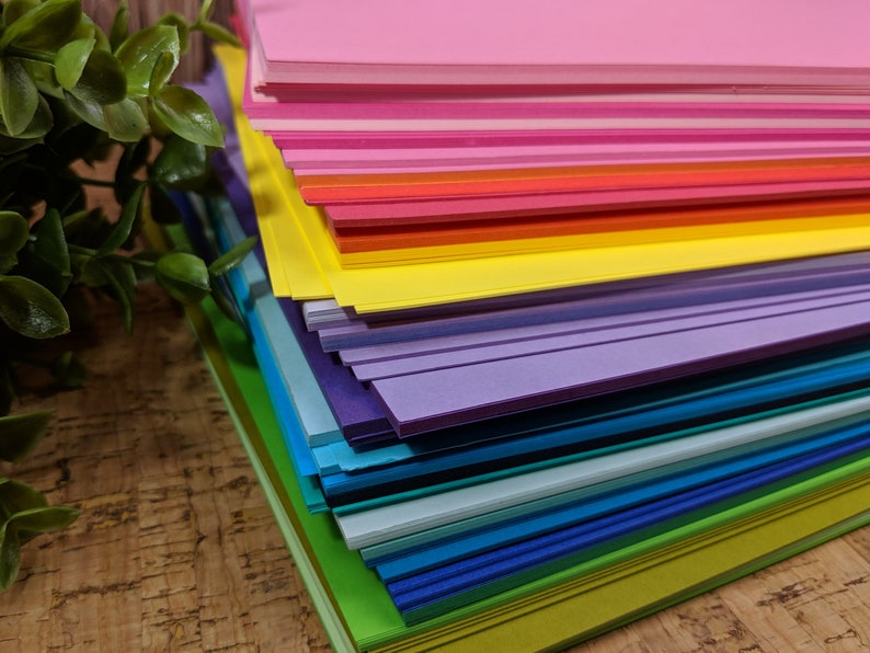 Cardstock 100 sheets 21 Colors Bright Rainbow 8.5 x 11 inch sheets 65 lb cover weight Assorted Premium Crafting Cardstock Paper Pack image 4