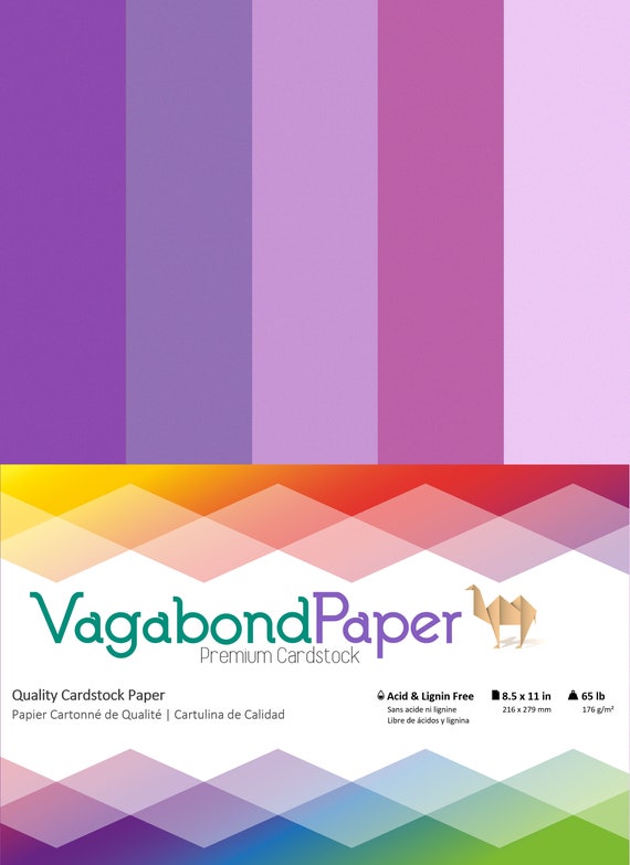 Premium Cardstock Paper 8.5 X 11 In. Five Shades of Purple 65 Lb