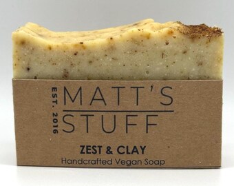 Zest and Clay Vegan Seife, Kaolin, Kakaobutter, Orangenschale