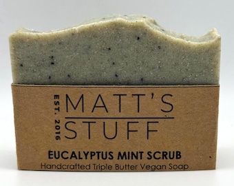 Eukalyptus Minze Peeling Seife, Dreifach Butter, Brennnessel Blatt, Kaolin Tonerde, Mohn Samen