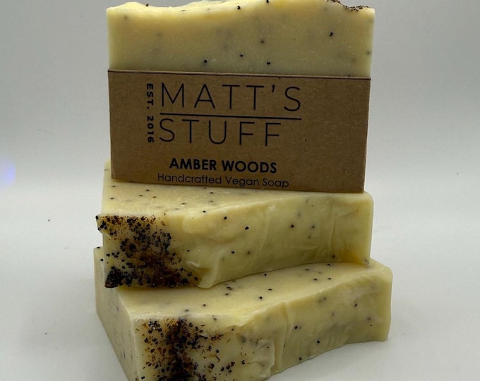 Amber Woods, Clay and Cocoa Butter Cold Process Soap, Vegan, Handmade