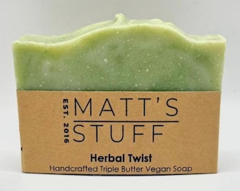 Herbal Twist Rosemary Tea Tree Soap Triple Butter Vegan Bar French Green Clay Spirulina