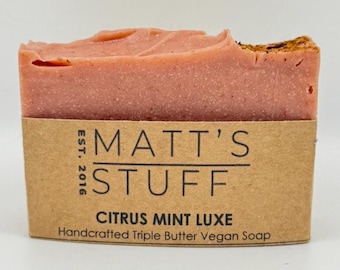 Citrus Mint Luxe Vegan Seife, Dreifach Butter Shea Kakao Mango, Natürlicher Kaltprozess Bar