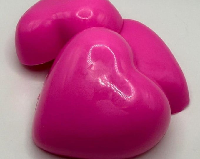Watermelon Sugar Heart Soap with Jojoba Oil and Kaolin Clay Hot Pink, Vegan, Handmade