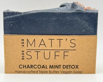 Charcoal Mint Detox Seifenstück mit Pfefferminze, Teebaum und rosa Himalaya-Salz