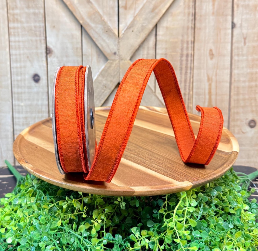 Copper Dupion Wired Ribbon, 1 Inch Ribbon, 10 Yards, Designer Ribbon ...