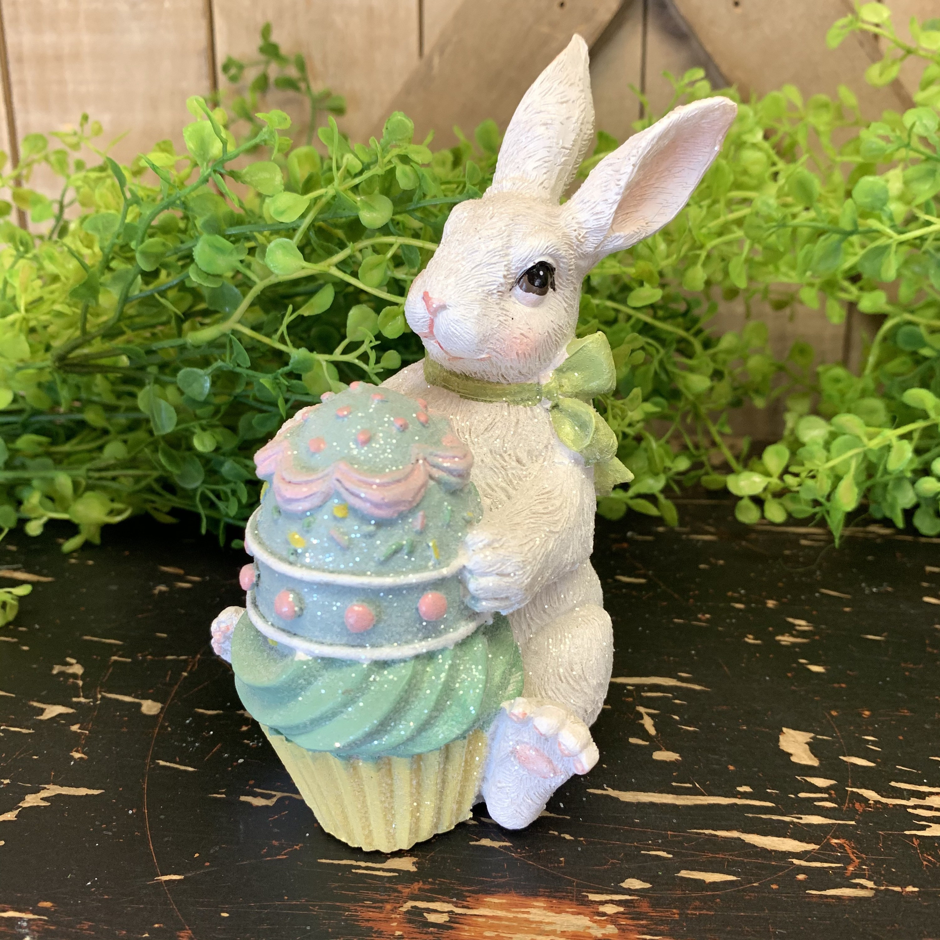 Resin Easter Bunny with Treats 6 inches high Easter Decor | Etsy