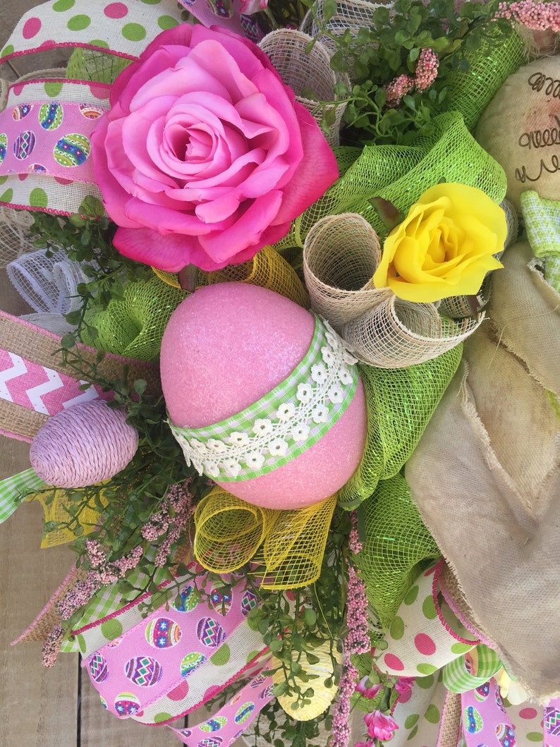 Holiday Wreath Welcome Wreath Easter Wreath Welcome Spring Easter Bunny Bunny Wreath Spring Wreath Extra Large Easter Wreath