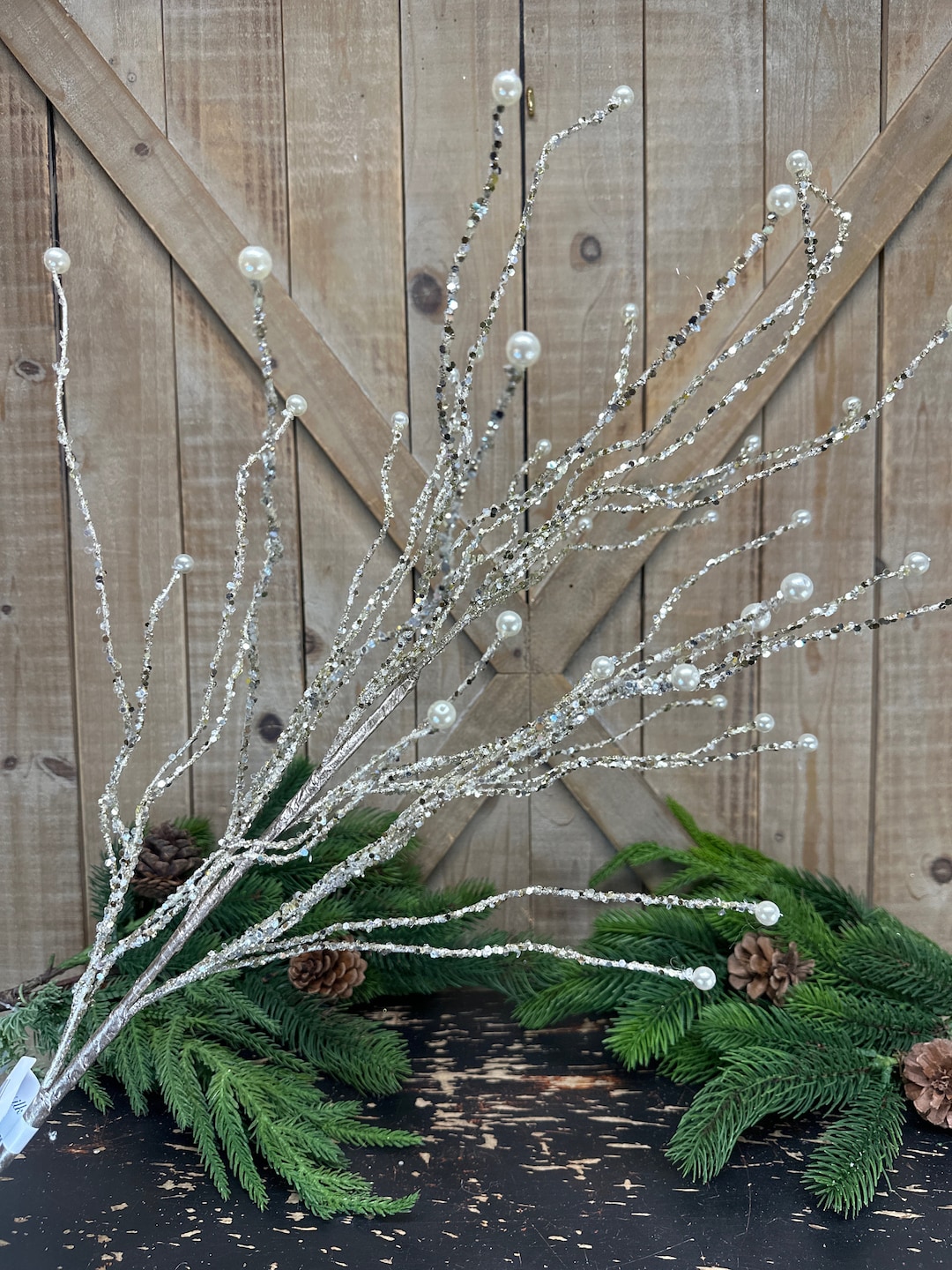 Farrisilk, Beautiful Pearly Willow Ivory Sprays, 37 Inch Tall, Holiday