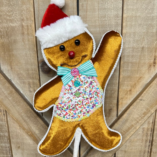 Gingerbread Boy Pick, Gingerbread Cookie Christmas Pick, Tree Pick, Wreath Attachment, Centerpiece decor, 27 inch’s