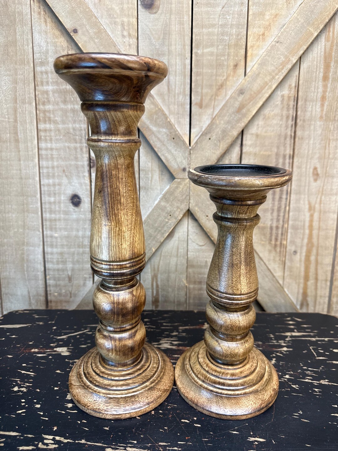 Set of 2, Mango Wood Candle Holders, Centerpiece Base, Holiday Decor - Etsy