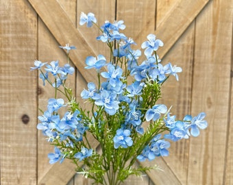 Blue Forget Me Not Floral Bush, Floral Spray, Floral Greenery, 18 inches