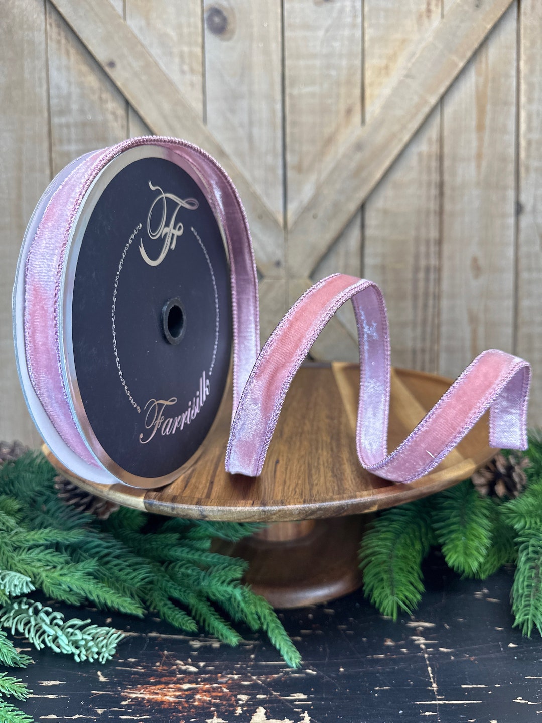 10 Yards, 3/4 Inch, Pink Velvet Luster Wired Ribbon, Designer Ribbon ...