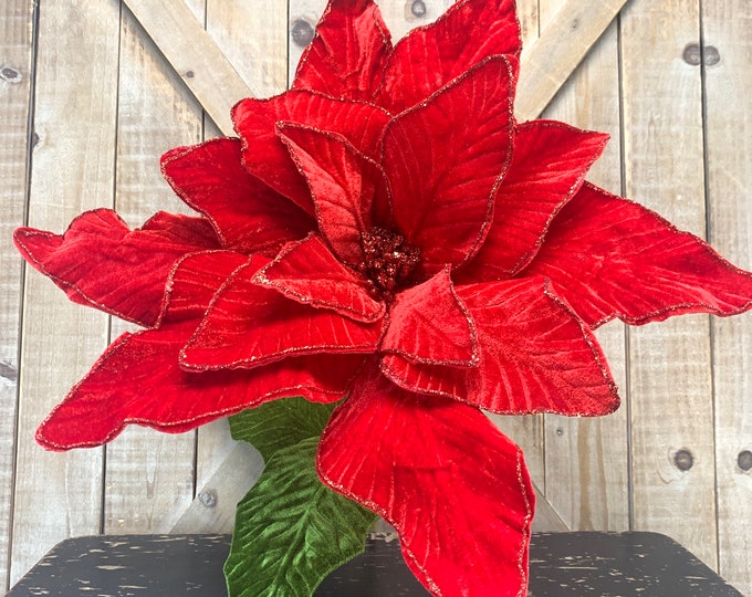 Christmas Decor Top Hat Black With Poinsettia and Red & Etsy