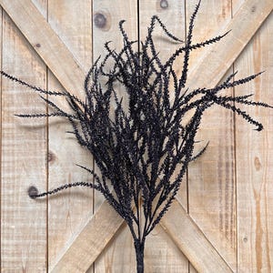 Black Glitter Willow Spray, Greenery, 22 inches, Floral Greenery, Fake Greenery Spray