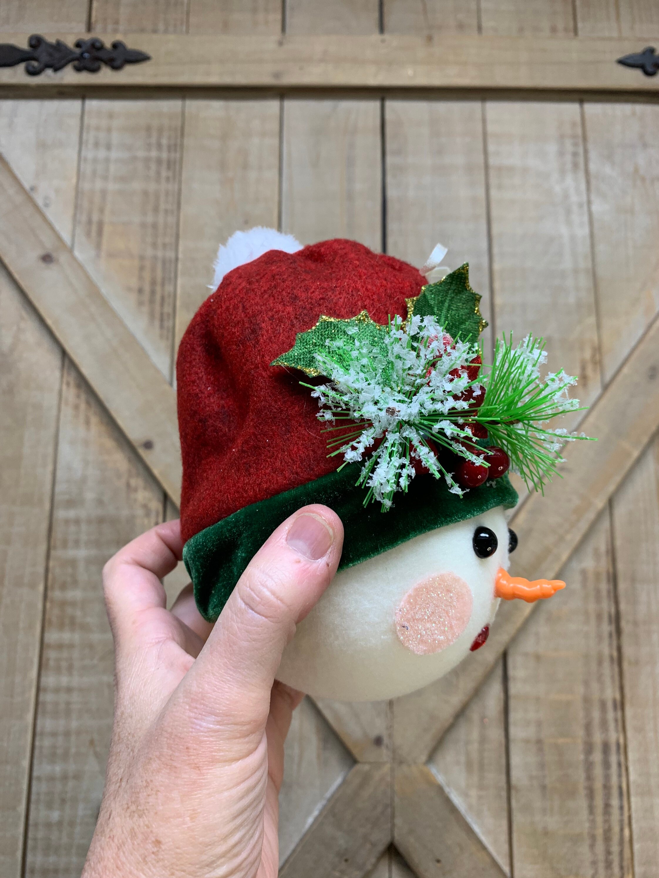 Snowman Head Ornament Choice of 2 Holiday Decoration Home Etsy