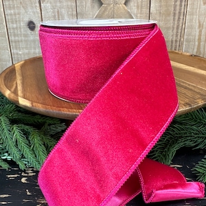 NON Wired Ribbon, 2.5 Inch, Beautiful Hot Pink Velvet Ribbon, Present  Wrapping 