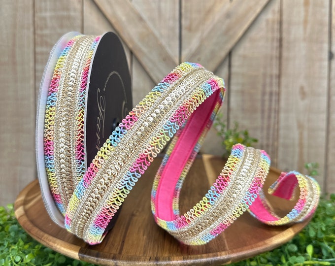1 Inch, Pastel Shimmer Wired Ribbon, 10 Yards Designer Ribbon ...