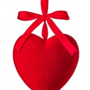 9 Inch Flocked Red Heart, Wreath Attachment, Centerpiece decor, Home Decor