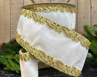 Farrisilk 1.5 x 5 YD Jewels in Gold Wired Ribbon – DecoratorCrafts