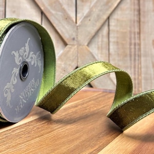 10 Yards, 1 Inch, Olive Green Designer Plush Velvet Elite Wired Edge ...