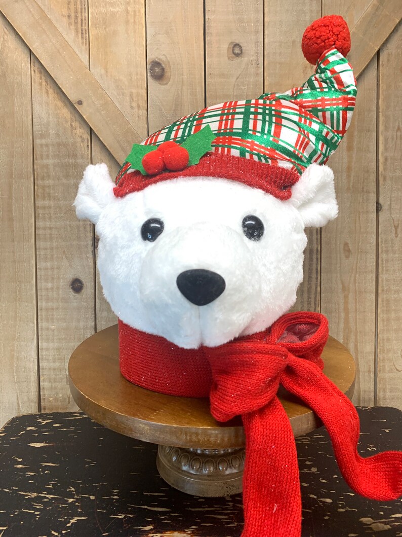 Polar Bear Tree Topper Wreath Attachment Holiday Decoration Etsy