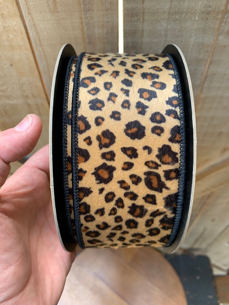 10 Yards Leopard Print Wired Ribbon 2.5 inch ribbon Animal Etsy