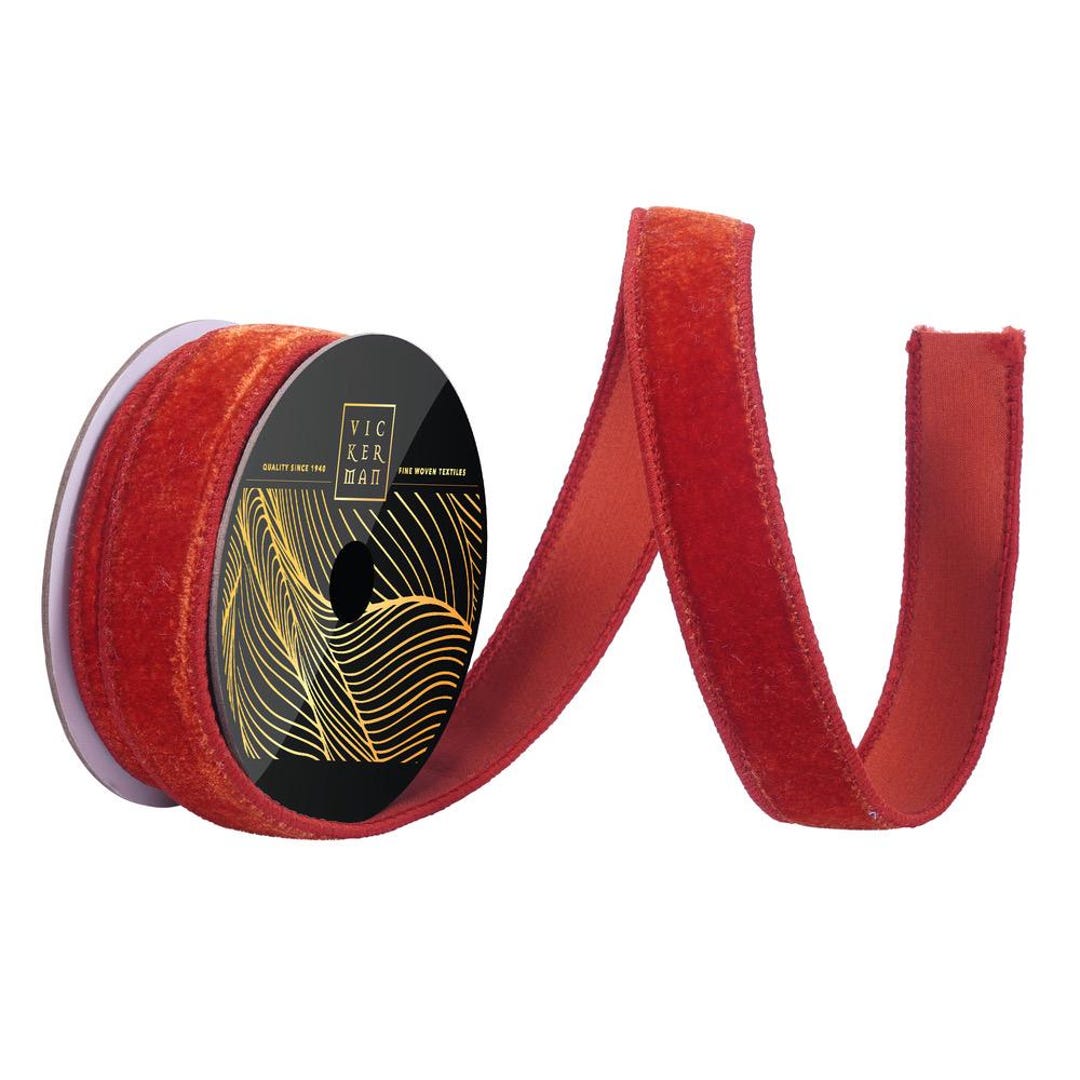 Copper Velvet Ribbon, 1 Inch, Wired Ribbon, 10 Yards, Vickerman Ribbon ...