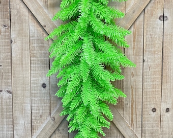 Lime Color Pine Swag Base, 36 Inch Teardrop, Christmas Swag Base, Wreath for Door, Pine Base for Wreath Making